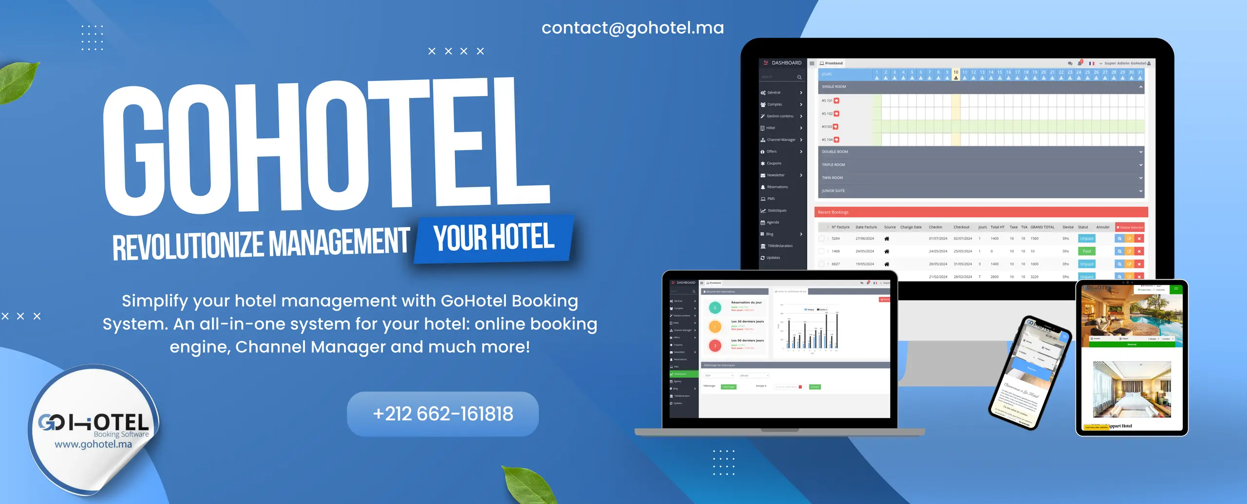 Simplifiez la gestion de votre hôtel avec GoHotel Booking System