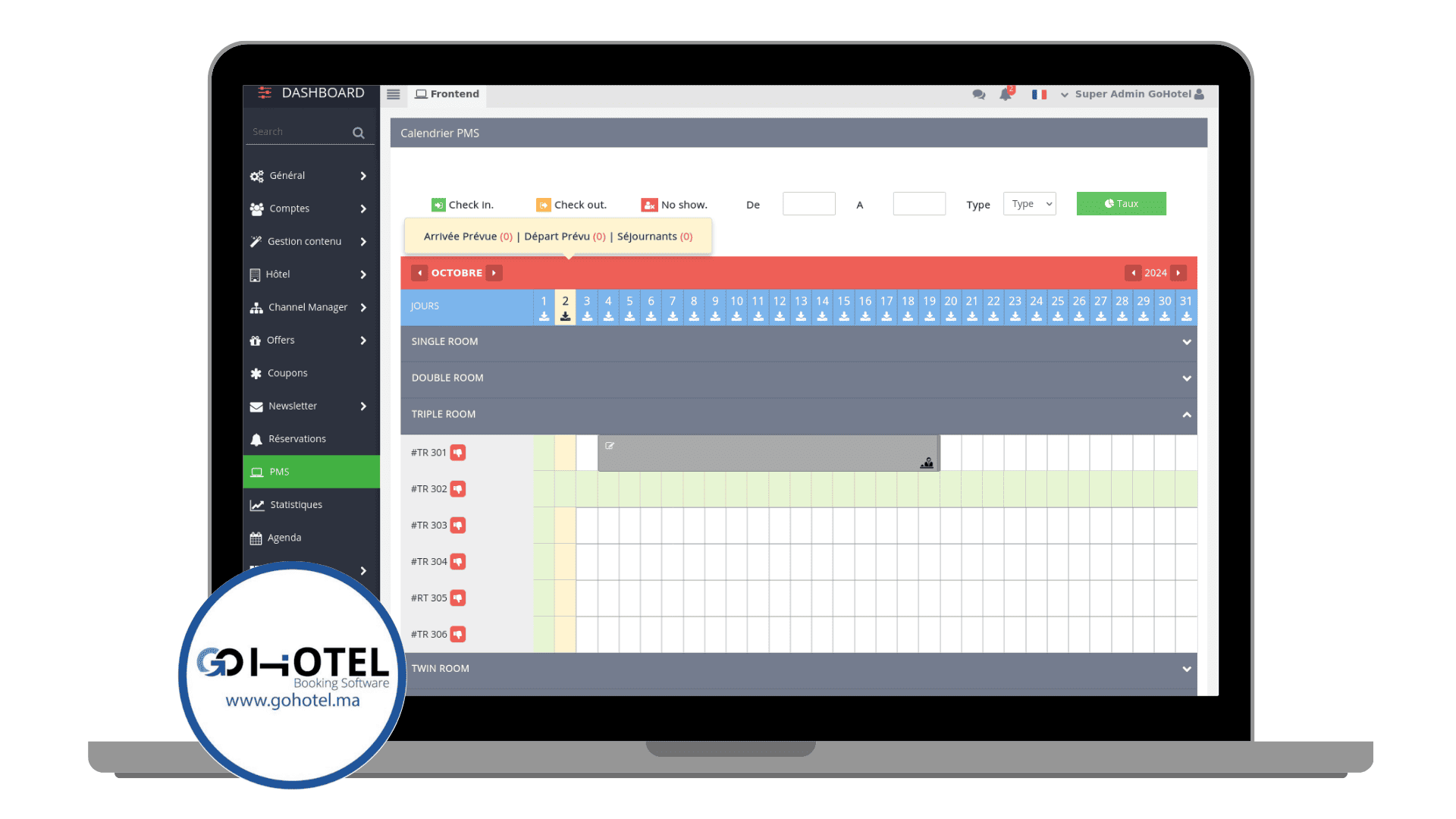PMS Hotel et pms booking pour la gestion hoteliére de professionnels